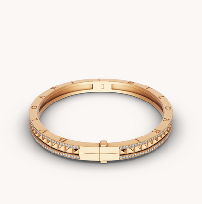 [Lume Jewelry]ZERO 1 SPIRAL AND PAVED DIAMOND GOLD BRACELET
