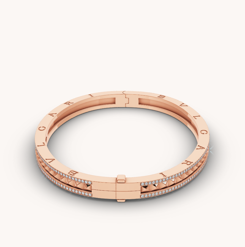 [Lume Jewelry]ZERO 1 SPIRAL AND PAVED DIAMOND PINK GOLD BRACELET
