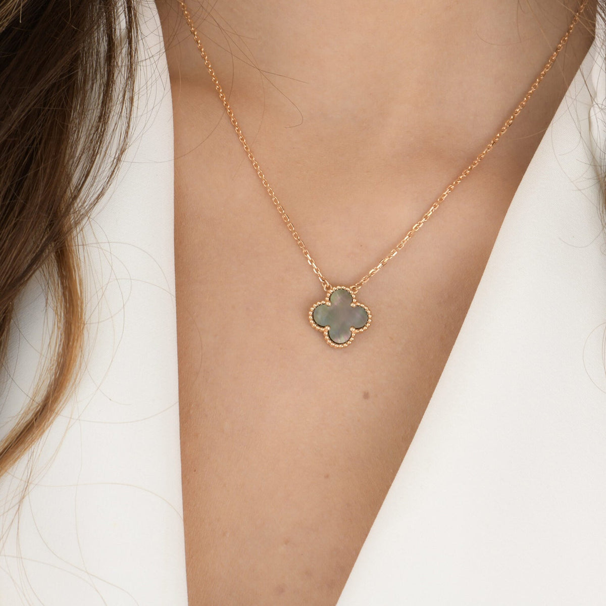 ¡®Lume Jewelry¡¯CLOVER 15MM  GRAY MOTHER OF PEARL NECKLACE