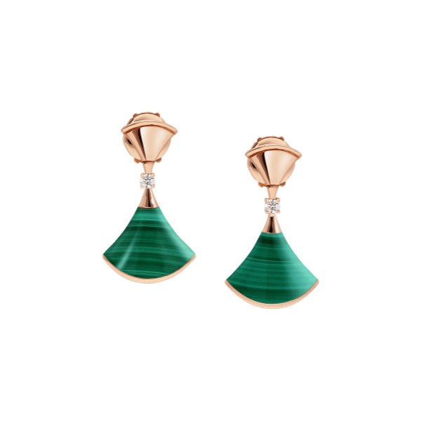 [Lume Jewelry]DREAM MALACHITE PINK GOLD EARRINGS