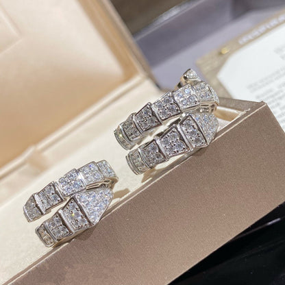 [Lume Jewelry]SERPENTI DOUBLE RING SILVER DIAMOND PAVED