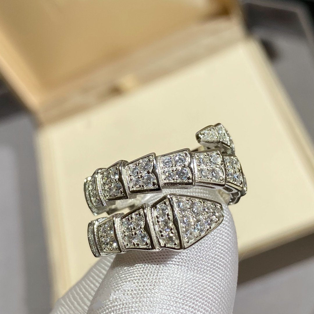 [Lume Jewelry]SERPENTI DOUBLE RING SILVER DIAMOND PAVED
