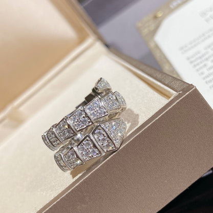 [Lume Jewelry]SERPENTI DOUBLE RING SILVER DIAMOND PAVED