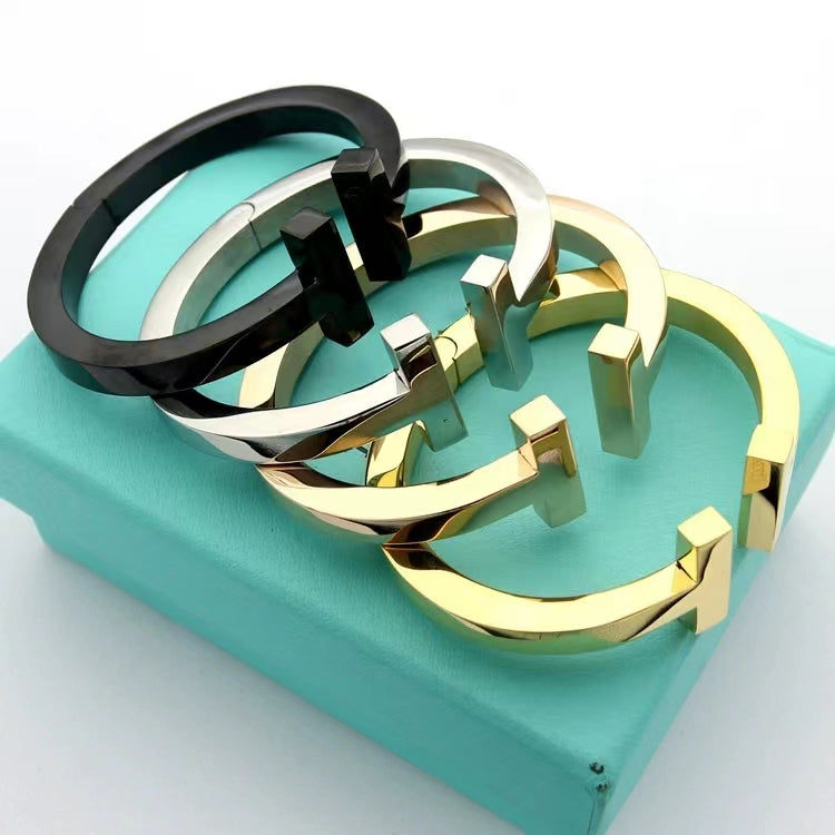 [Lume Jewelry]T SQUARE OPEN BRACELET