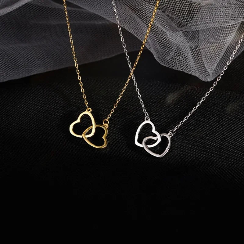 Double Heart Pendant Necklace