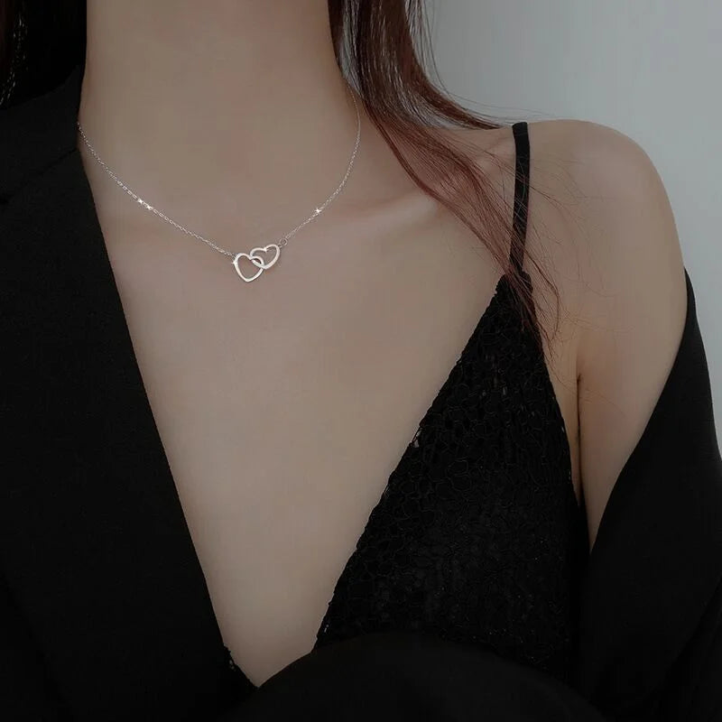 Double Heart Pendant Necklace