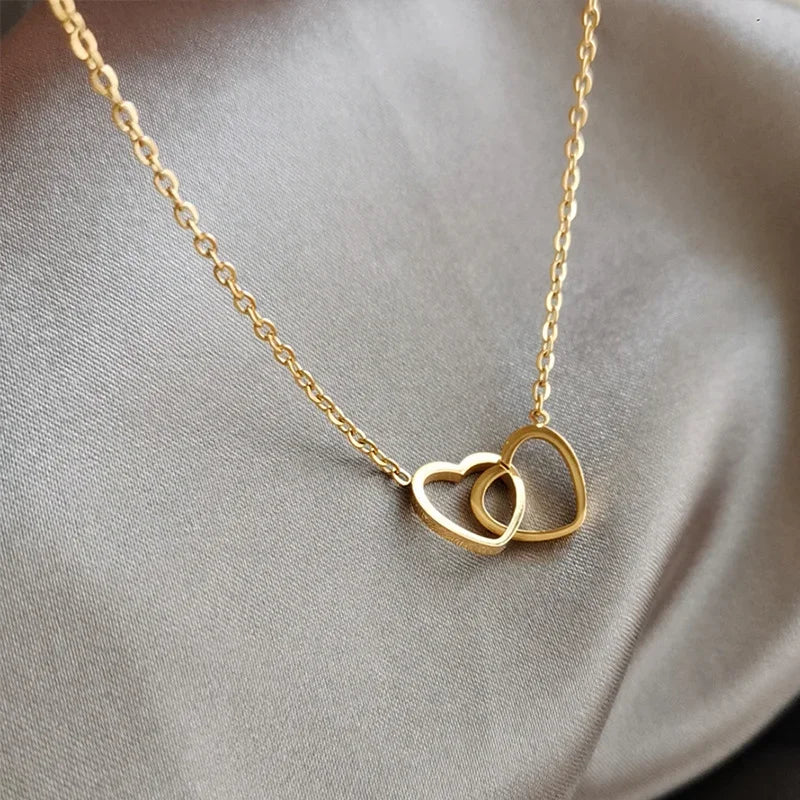 Double Heart Pendant Necklace