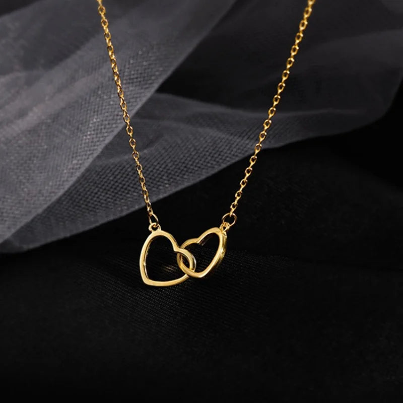 Double Heart Pendant Necklace