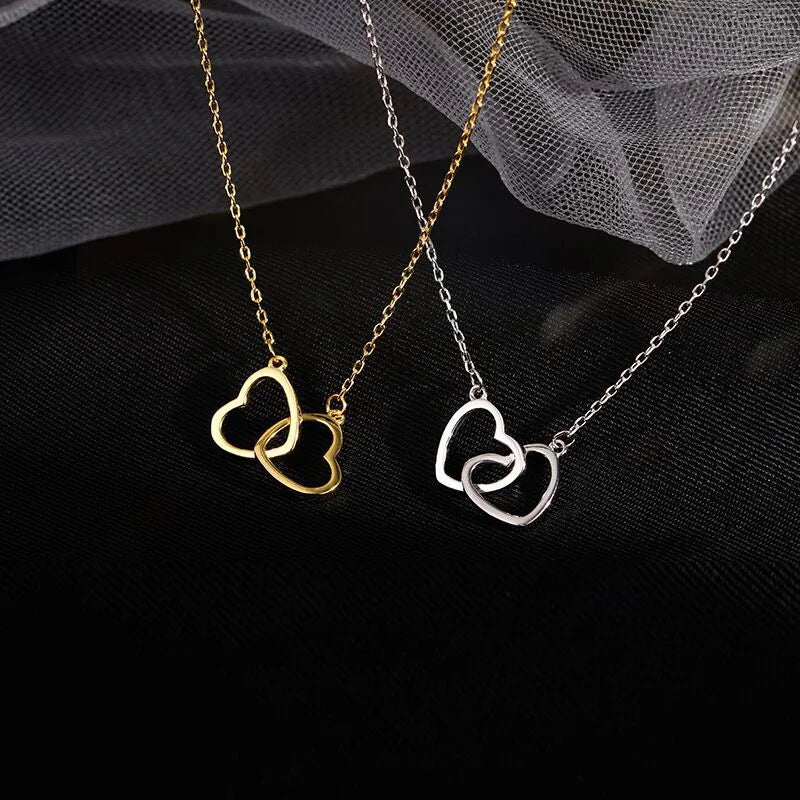 Double Heart Pendant Necklace