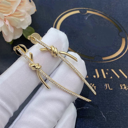 [Lume Jewelry]KNOT DROP EARRINGS IN YELLOW GOLD WITH DIAMONDS