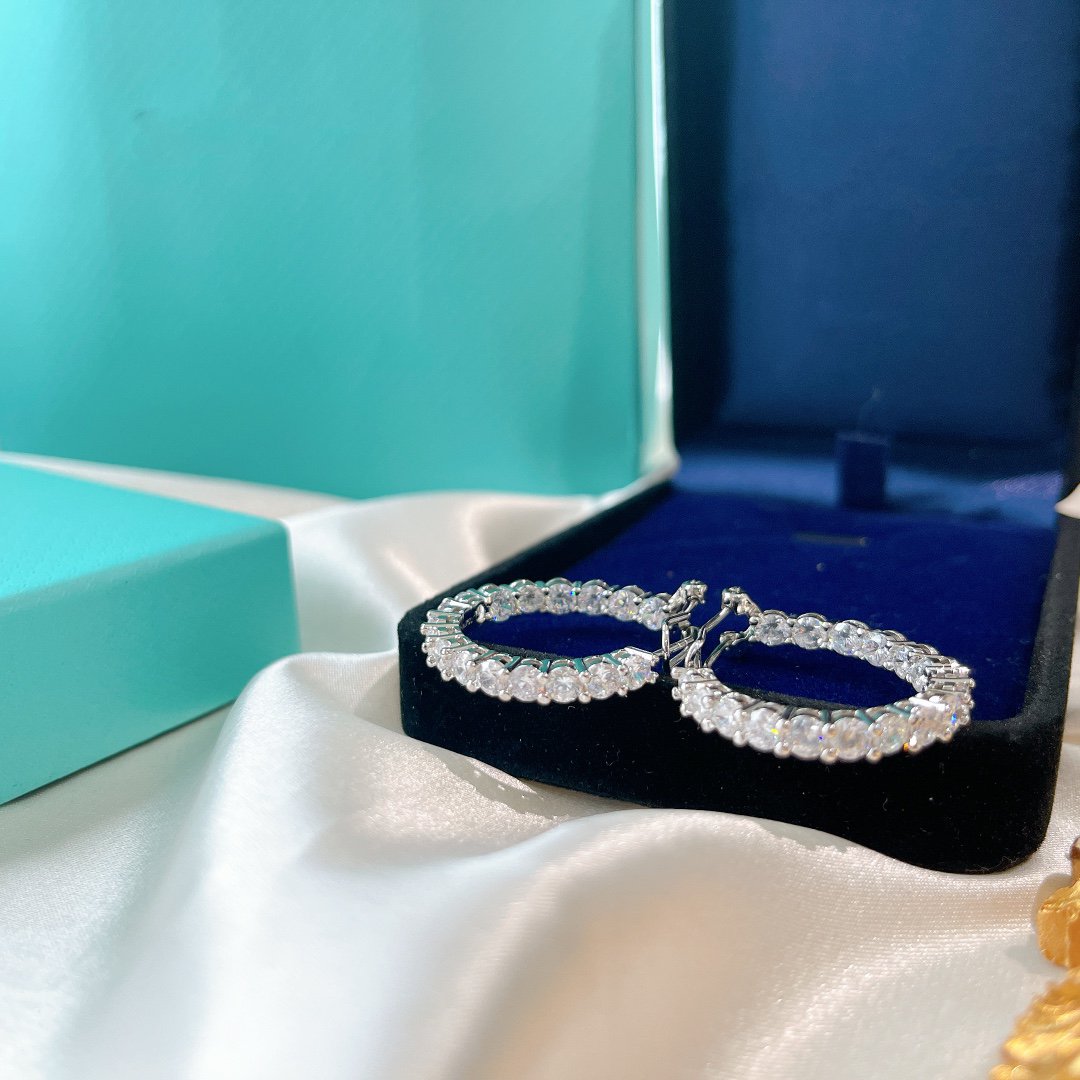 [Lume Jewelry]SILVER DIAMOND HOOP EARRINGS