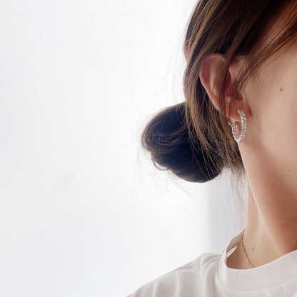 [Lume Jewelry]SILVER DIAMOND HOOP EARRINGS