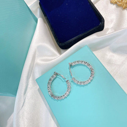 [Lume Jewelry]SILVER DIAMOND HOOP EARRINGS