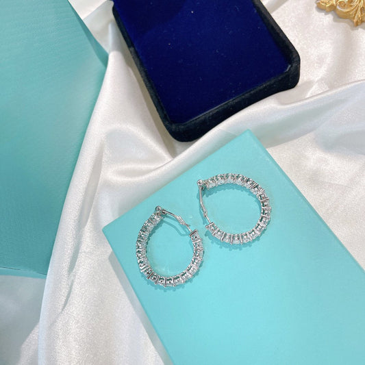 [Lume Jewelry]SILVER DIAMOND HOOP EARRINGS