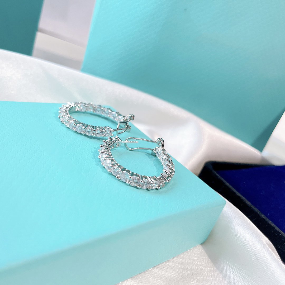 [Lume Jewelry]SILVER DIAMOND HOOP EARRINGS