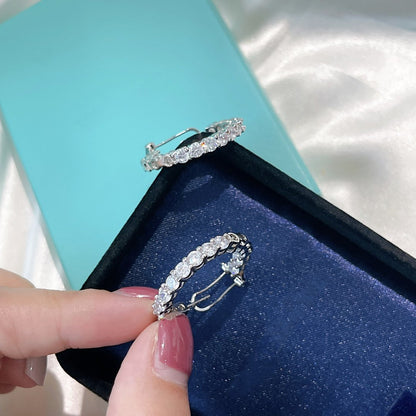 [Lume Jewelry]SILVER DIAMOND HOOP EARRINGS
