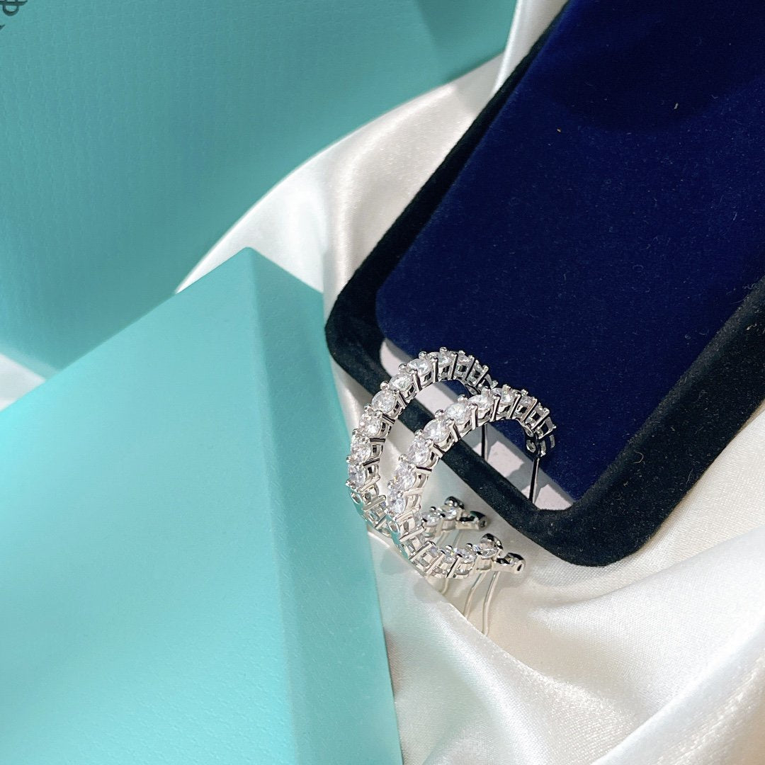 [Lume Jewelry]SILVER DIAMOND HOOP EARRINGS