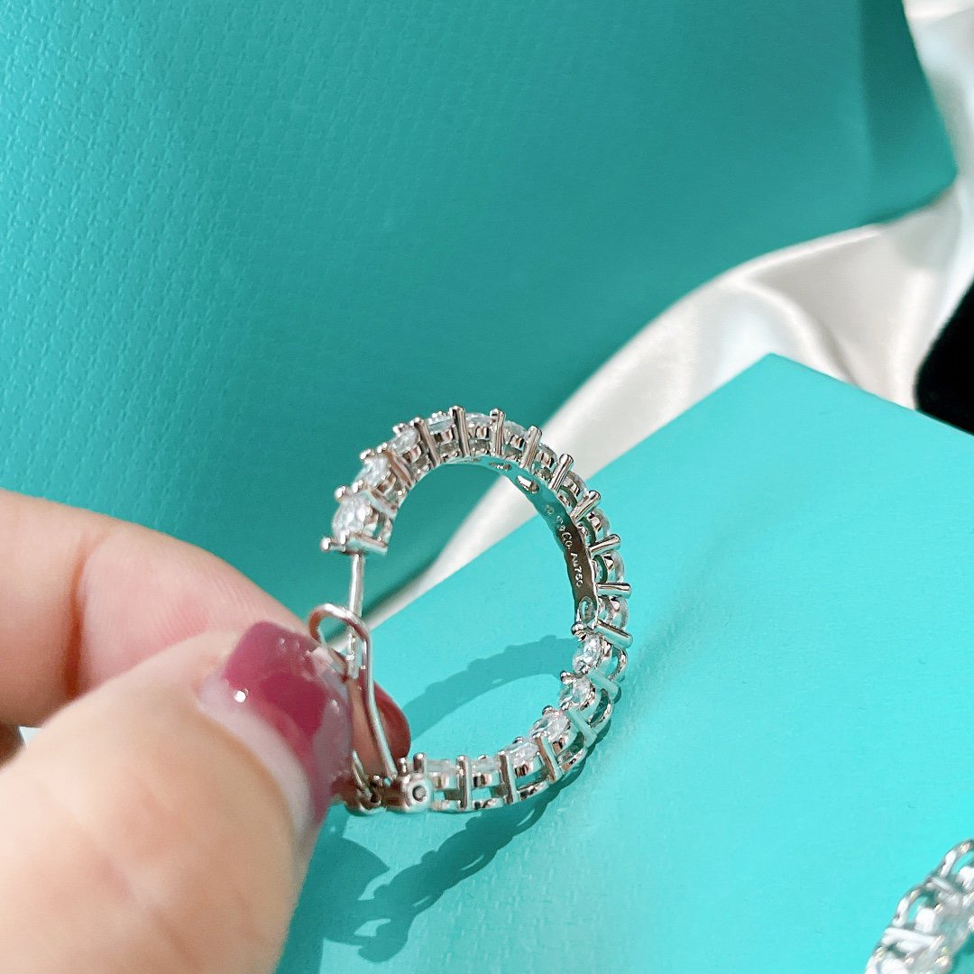 [Lume Jewelry]SILVER DIAMOND HOOP EARRINGS