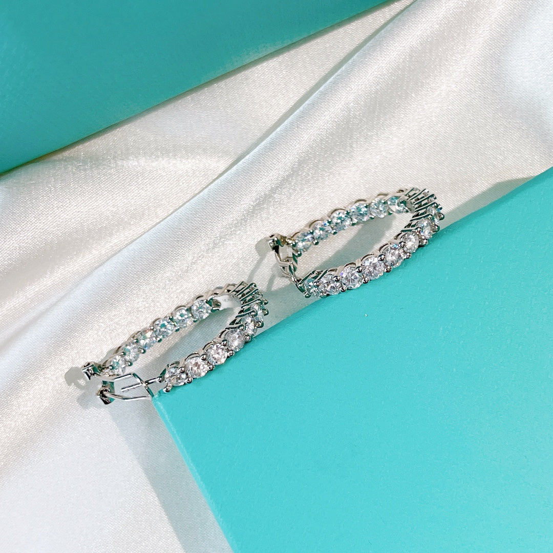 [Lume Jewelry]SILVER DIAMOND HOOP EARRINGS