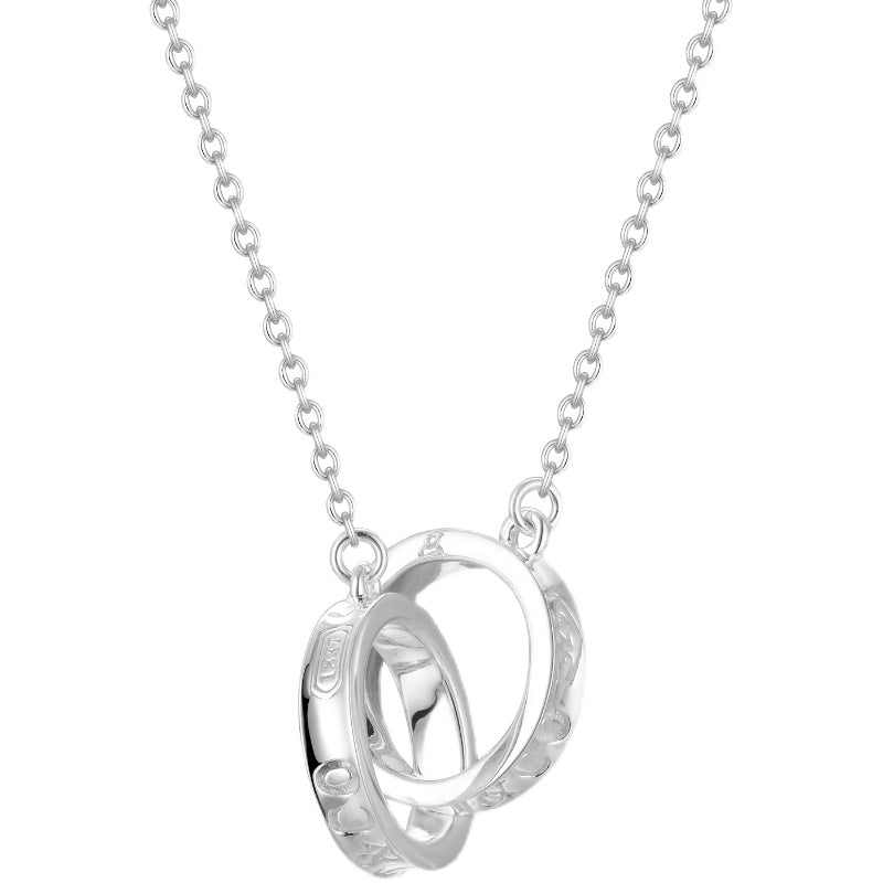 [Lume Jewelry]NECKLACE FEMALE DOUBLE RING DOUBLE CIRCLE COUPLE PENDANT