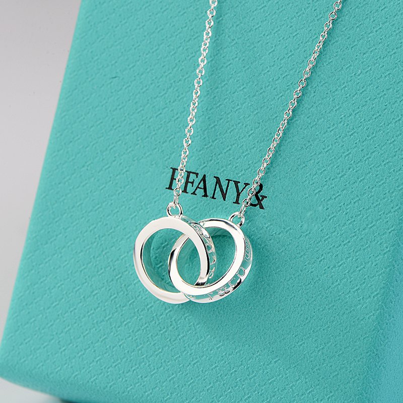[Lume Jewelry]NECKLACE FEMALE DOUBLE RING DOUBLE CIRCLE COUPLE PENDANT