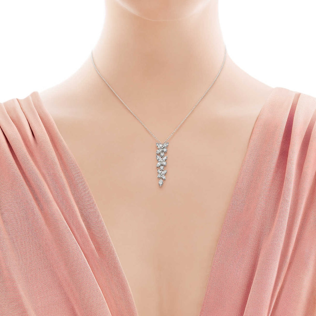 [Lume Jewelry]MIXED CLUSTER DIAMOND DROP PENDANT