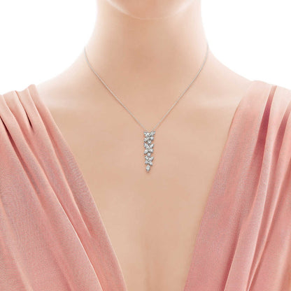[Lume Jewelry]MIXED CLUSTER DIAMOND DROP PENDANT