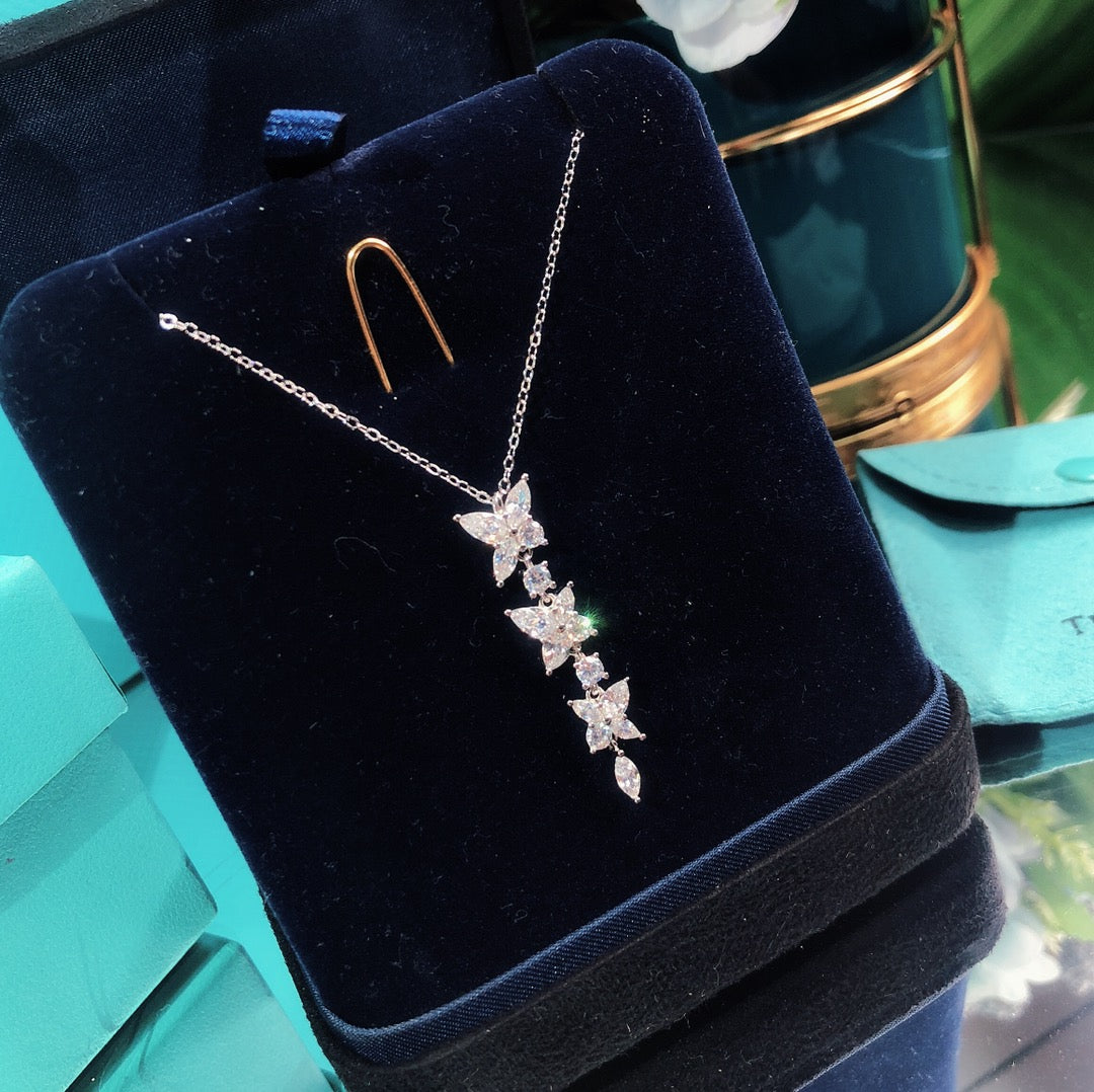 [Lume Jewelry]MIXED CLUSTER DIAMOND DROP PENDANT