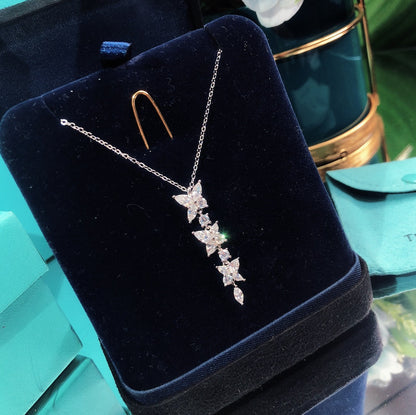 [Lume Jewelry]MIXED CLUSTER DIAMOND DROP PENDANT