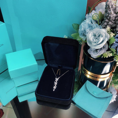 [Lume Jewelry]MIXED CLUSTER DIAMOND DROP PENDANT