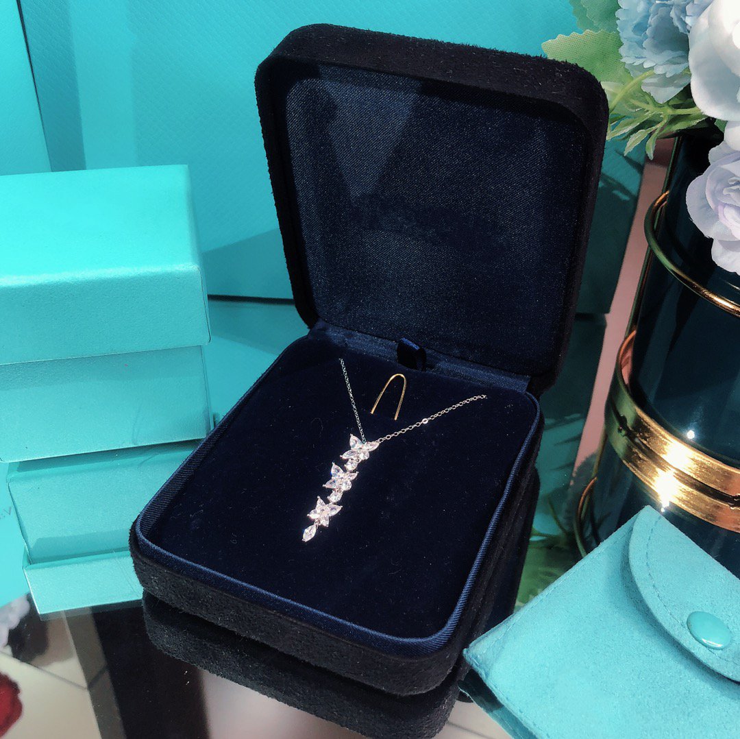 [Lume Jewelry]MIXED CLUSTER DIAMOND DROP PENDANT