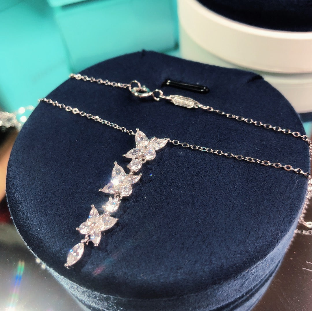 [Lume Jewelry]MIXED CLUSTER DIAMOND DROP PENDANT