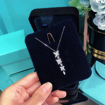 [Lume Jewelry]MIXED CLUSTER DIAMOND DROP PENDANT