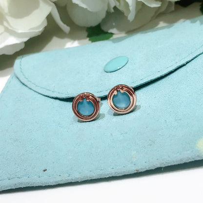 [Lume Jewelry]TURQUOISE CIRCLE WHITE GOLD EARRINGS