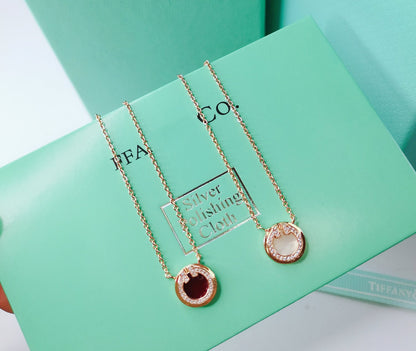 [Lume Jewelry]DIAMOND AND MOTHER PEARL CIRCLE NECKLACE PENDANT