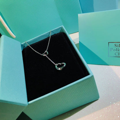 [Lume Jewelry]OPEN HEART LARIAT NECKLACE SILVER