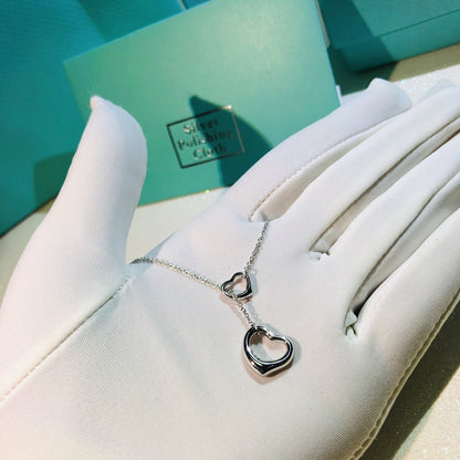 [Lume Jewelry]OPEN HEART LARIAT NECKLACE SILVER
