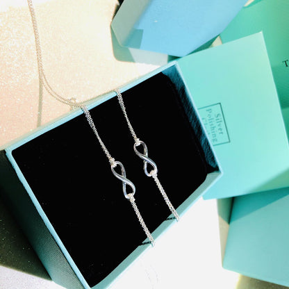 [Lume Jewelry]SILVER INFINITY DOUBLE CHAIN NECKLACE