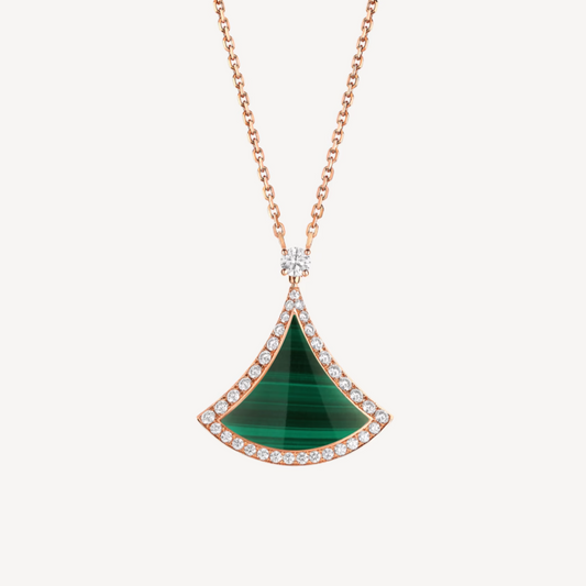 [Lume Jewelry]DREAM MALACHITE DIAMOND PAVED PINK GOLD NECKLACE