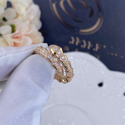 [Lume Jewelry]SERPENTI RING PINK GOLD DIAMOND PAVED 4MM