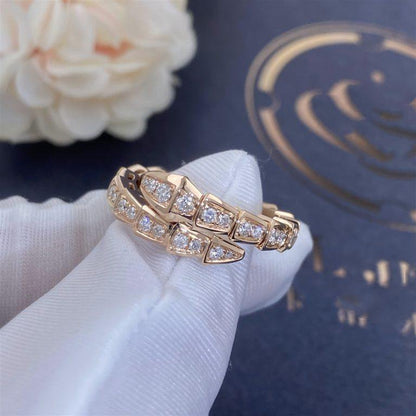 [Lume Jewelry]SERPENTI RING PINK GOLD DIAMOND PAVED 4MM