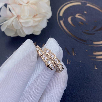 [Lume Jewelry]SERPENTI RING PINK GOLD DIAMOND PAVED 4MM