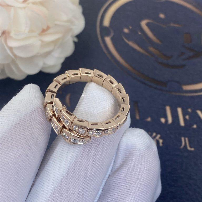 [Lume Jewelry]SERPENTI RING PINK GOLD DIAMOND PAVED 4MM