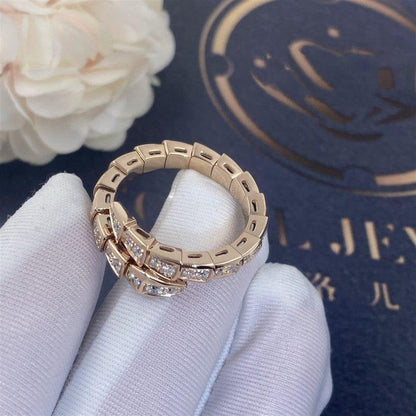 [Lume Jewelry]SERPENTI RING PINK GOLD DIAMOND PAVED 4MM