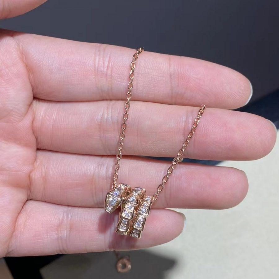 [Lume Jewelry]SERPENTI PINK GOLD NECKLACE DOUBLE RING DIAMOND