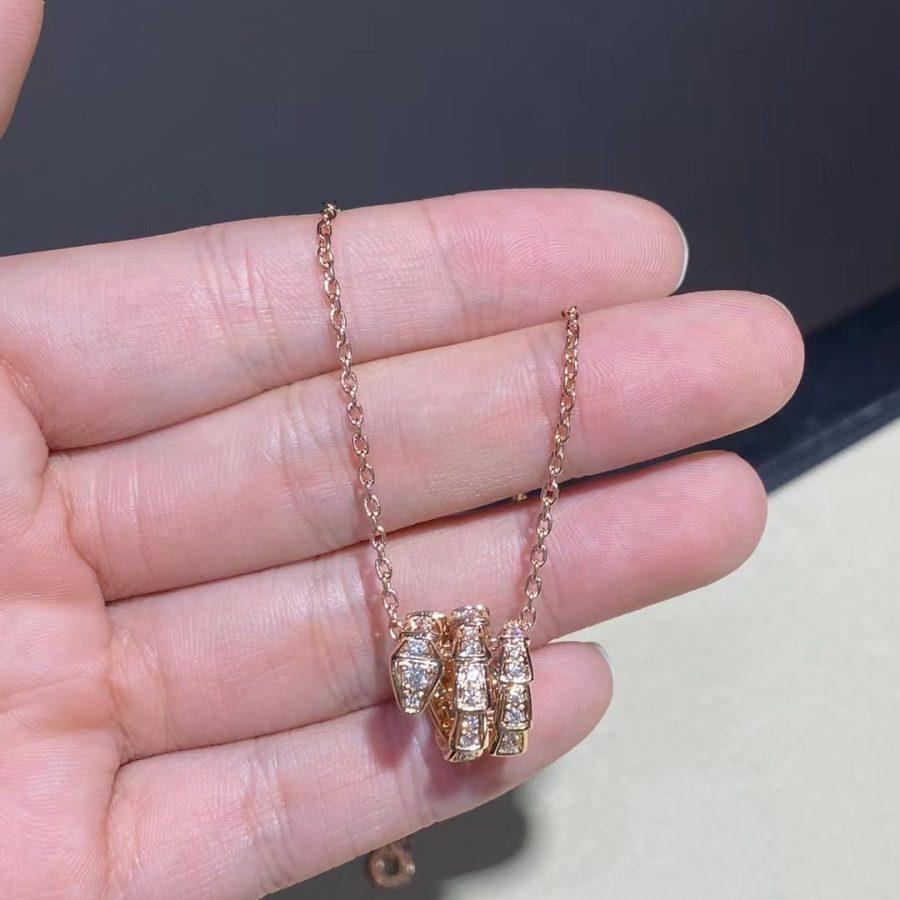 [Lume Jewelry]SERPENTI PINK GOLD NECKLACE DOUBLE RING DIAMOND