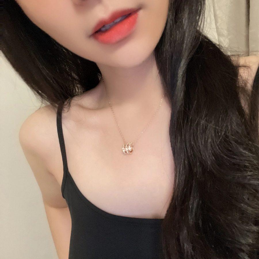 [Lume Jewelry]SERPENTI PINK GOLD NECKLACE DOUBLE RING DIAMOND