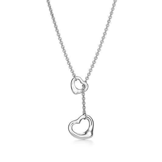 [Lume Jewelry]OPEN HEART LARIAT NECKLACE SILVER