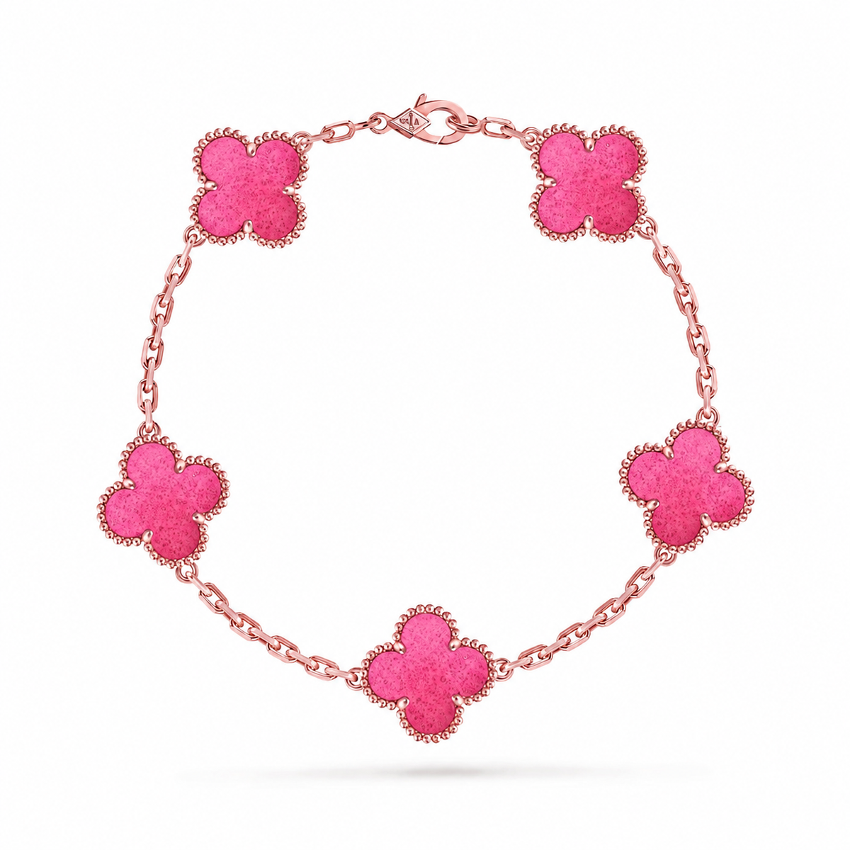 [Lume Jewelry]NEW CLOVER 5 MOTIFS PINK ENAMEL BRACELET