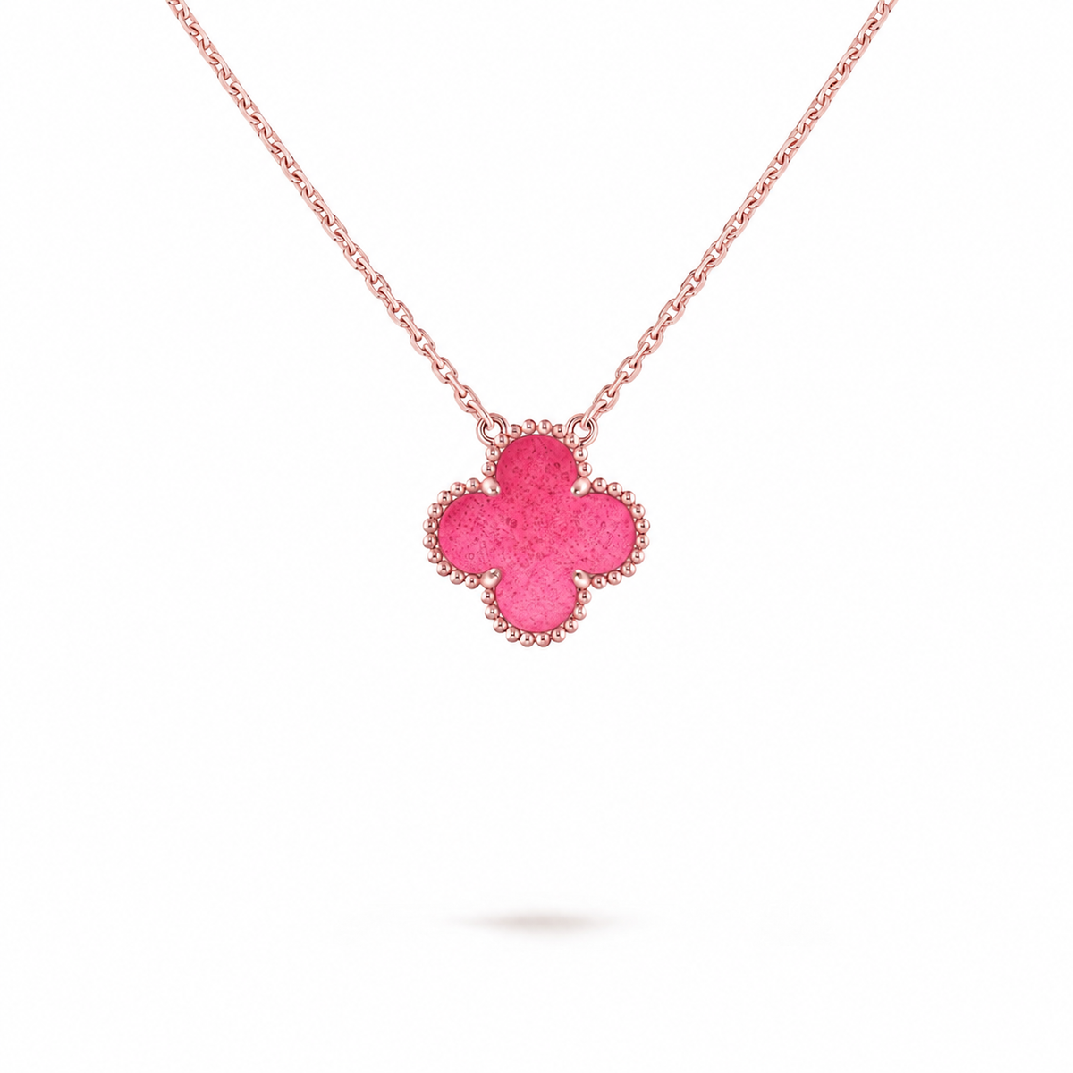 [Lume Jewelry] NEW CLOVER 15MM PINK ENAMEL NECKLACE